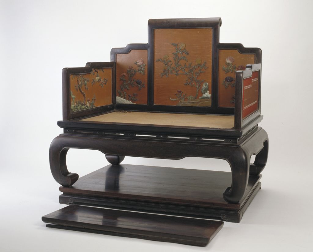 图片[1]-Red sandalwood treasure inlaid with flower pattern throne-China Archive